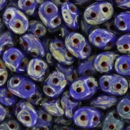 SuperDuo Beads 2.5x5mm Opaque Blue - Picasso